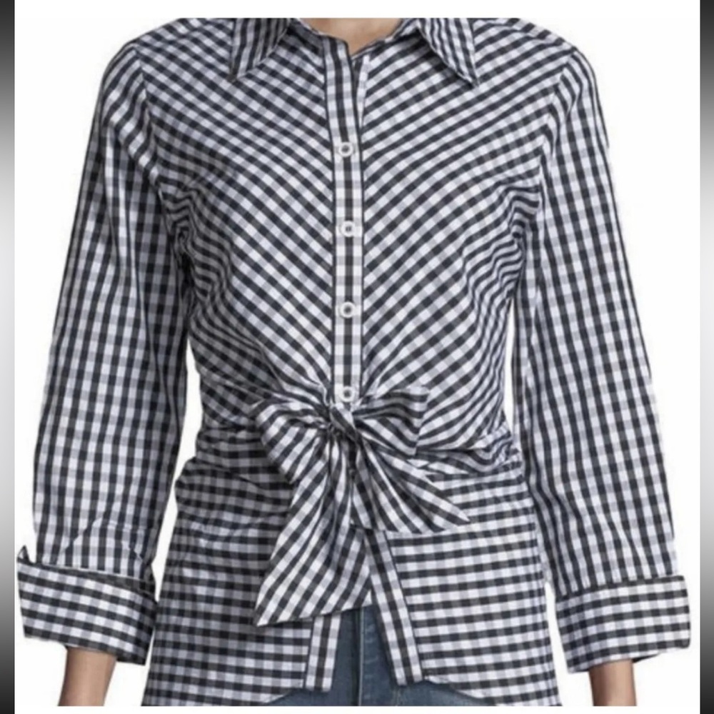 Blouse, checkered blouse long sleeve in Small